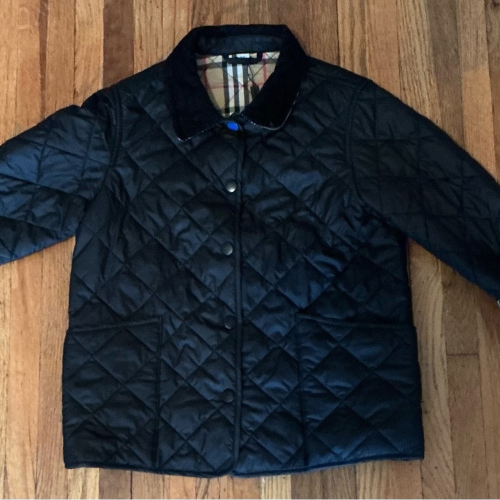 Burberry Black Jacket with Iconic Plaid Interior